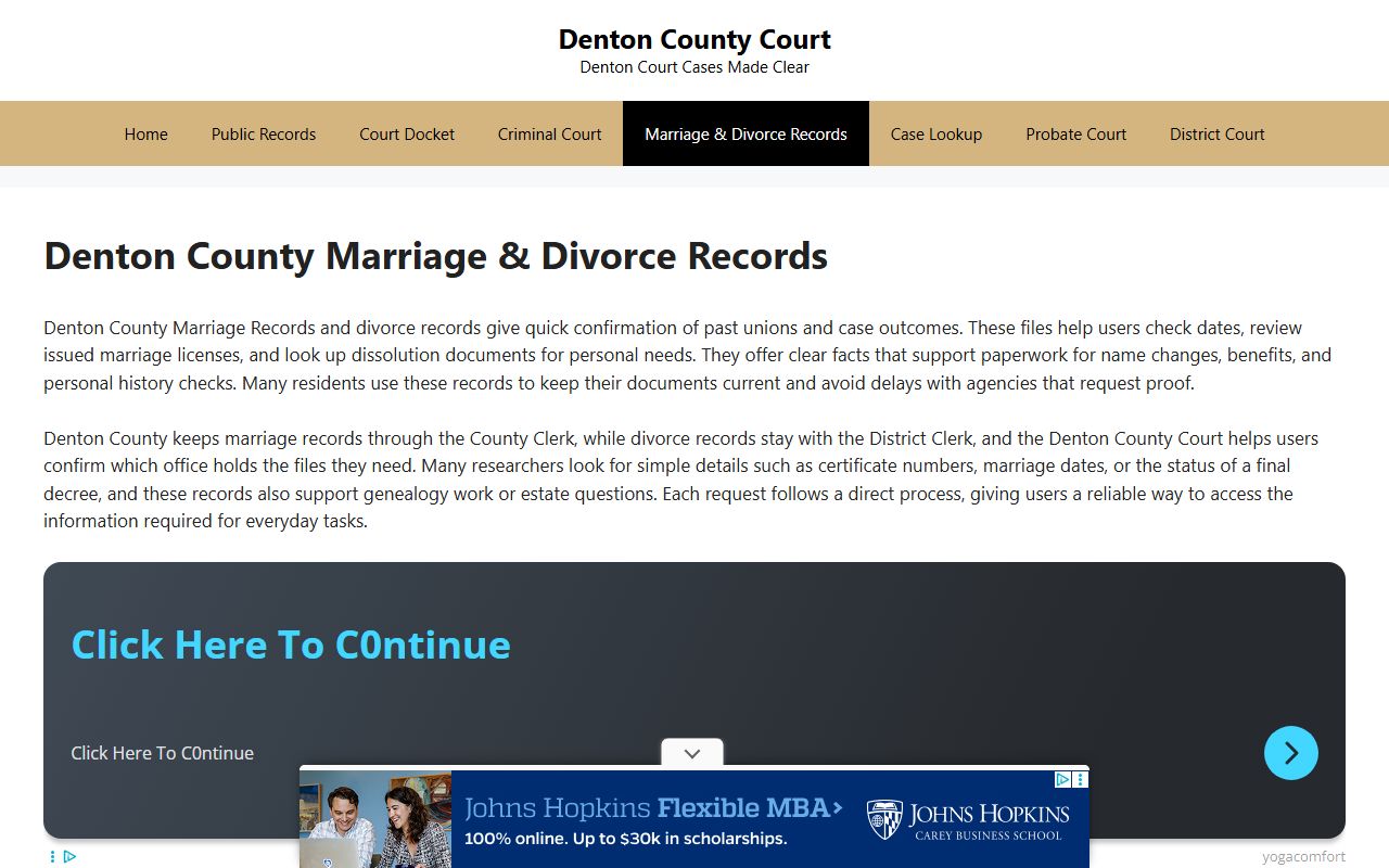 Denton County marriage license and public records search portal information