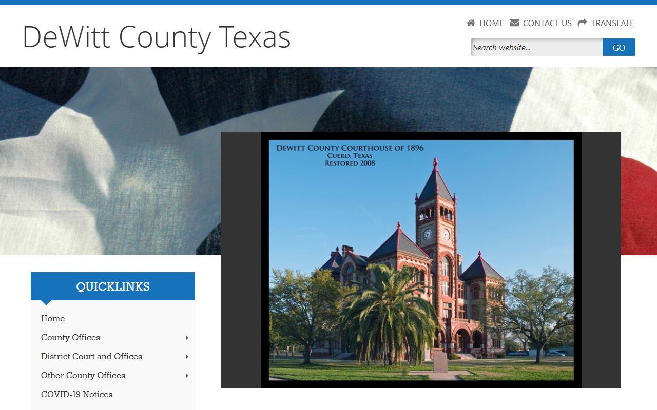 DeWitt County Clerk website for marriage license applications in Cuero Texas