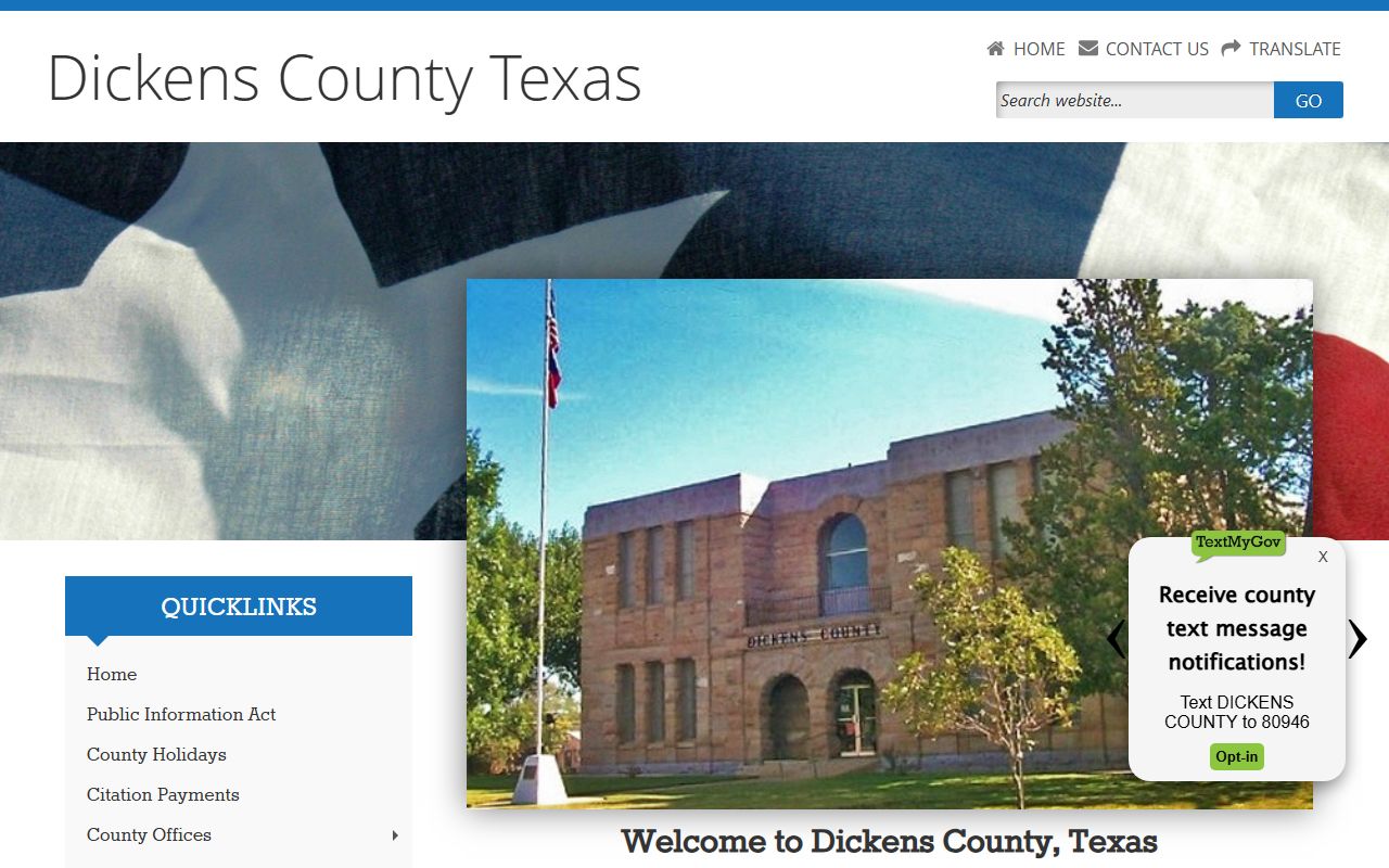 Dickens County Clerk website for marriage license applications in Dickens Texas