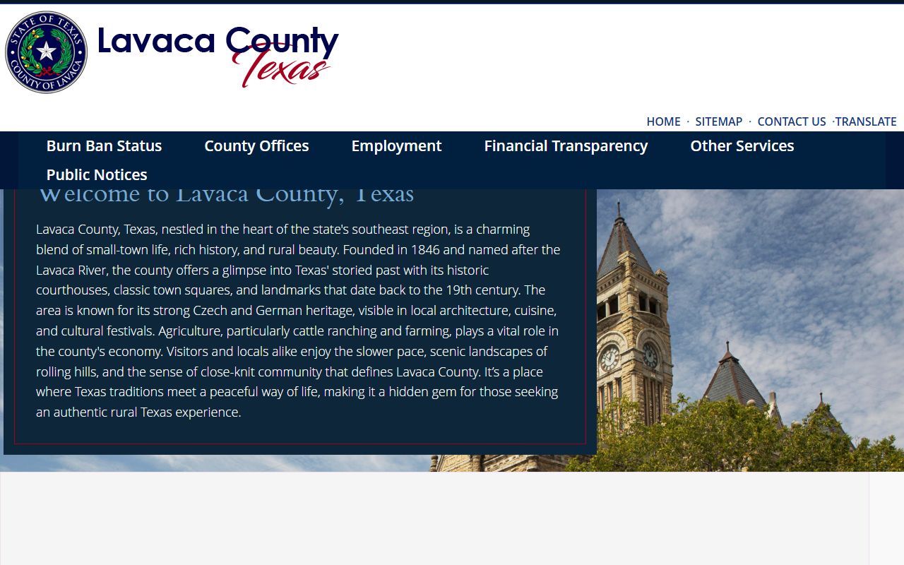 Lavaca County marriage license clerk office page