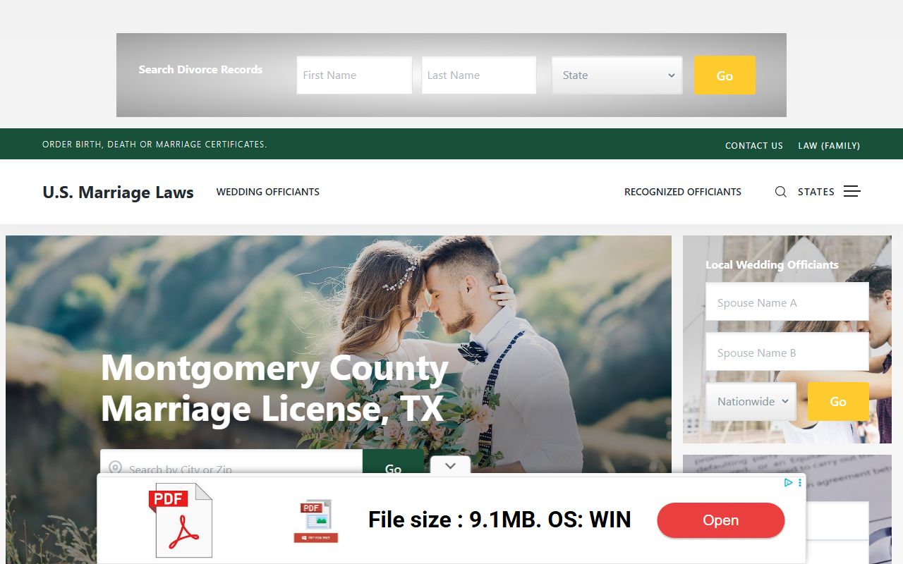 Texas marriage license requirements from Family Code Chapter 2